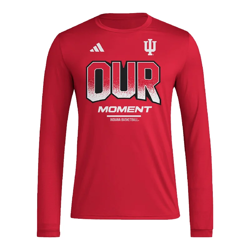 Celebrity Style Indiana Hoosiers Adidas Our Moment Bench Long Sleeve T-Shirt