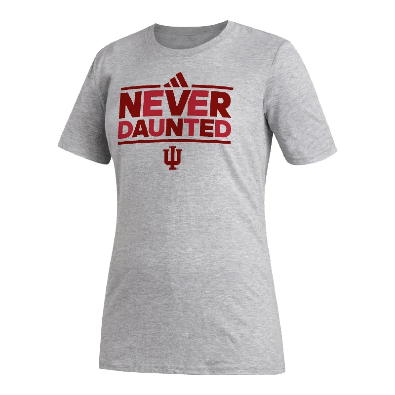 Creative Prints Ladies Indiana Hoosiers Adidas Never Daunted Grey T-Shirt