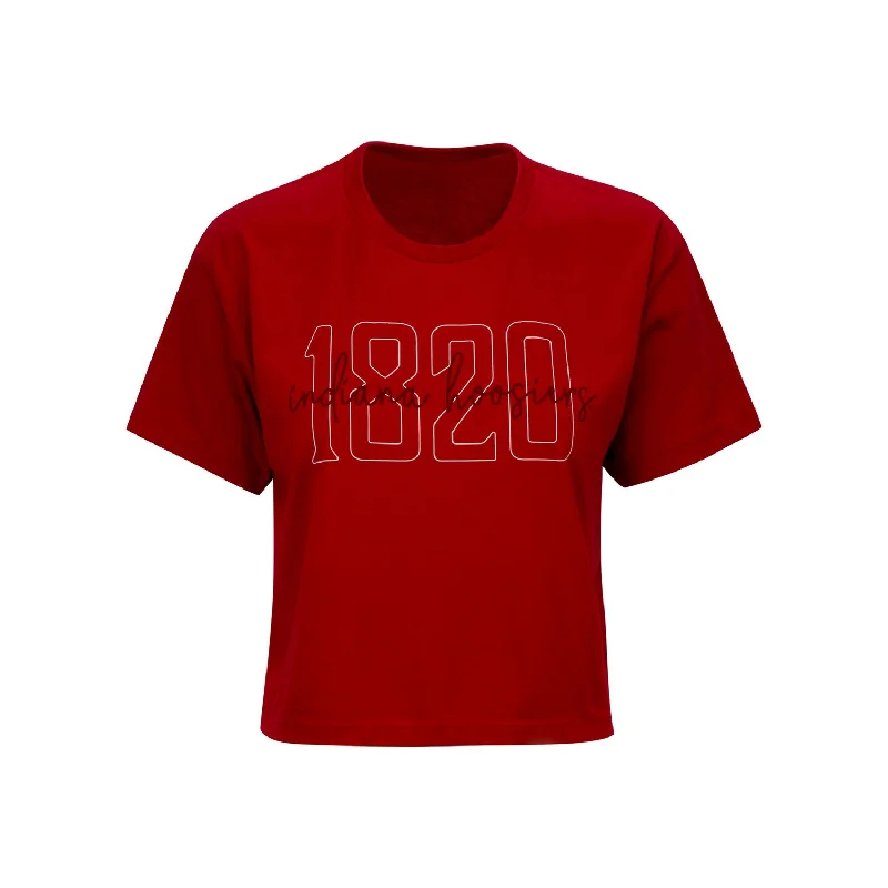 Exclusive Customization Ladies Indiana Hoosiers Jade Crop Crew Crimson T-Shirt