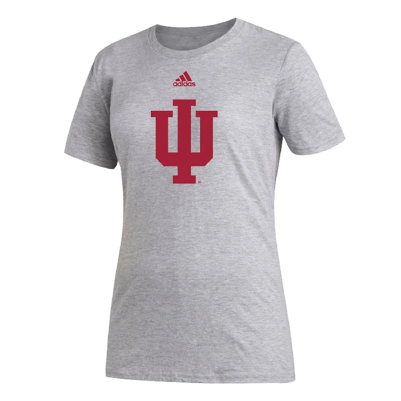 Body Design Ladies Indiana Hoosiers Adidas Amplifier Grey T-Shirt