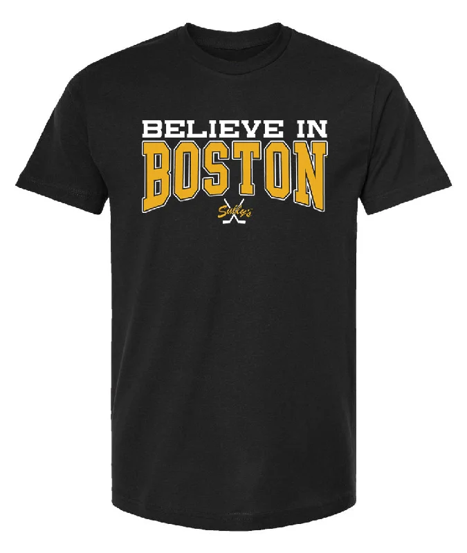 Cozy Chic Believe in Boston - Black and Gold The Town T-Shirt