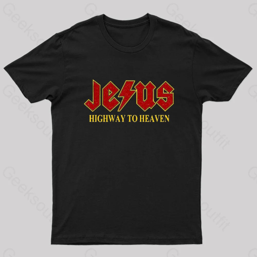 Elegant Style Jesus Rocks Highway to Heaven Nerd T-Shirt