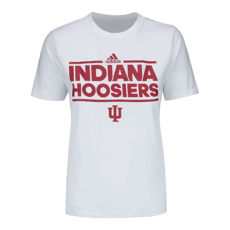 Trendy And Casual Ladies Indiana Hoosiers Adidas Pregame White T-Shirt