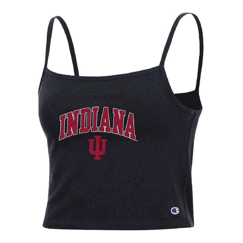 Luxury Temperament Ladies Indiana Hoosiers Fan Cropped Black Cami