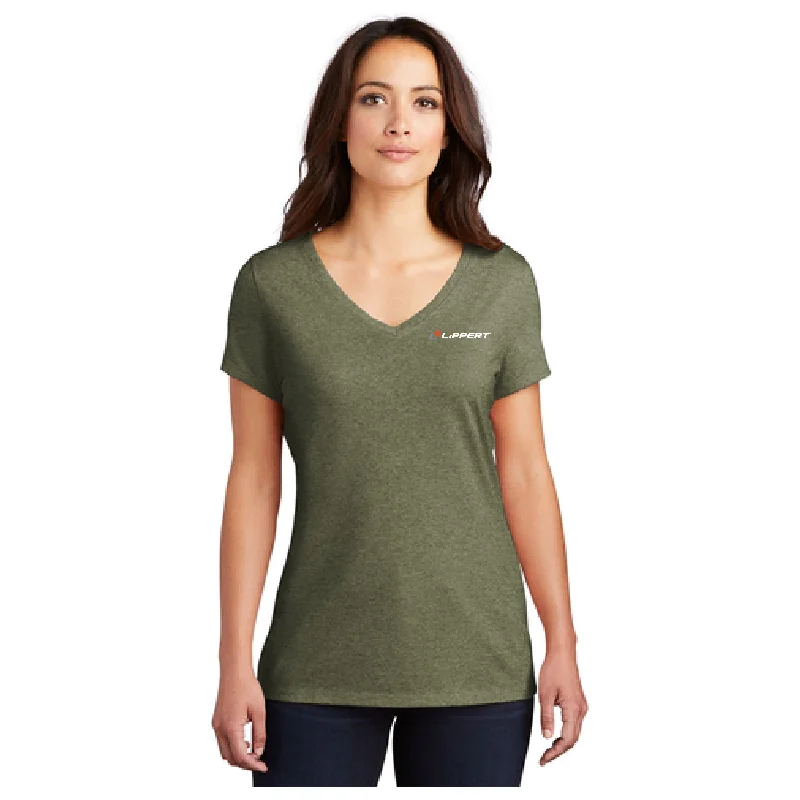 Elegant Wear Ladies Softstyle V-Neck T-Shirt (Military Green)