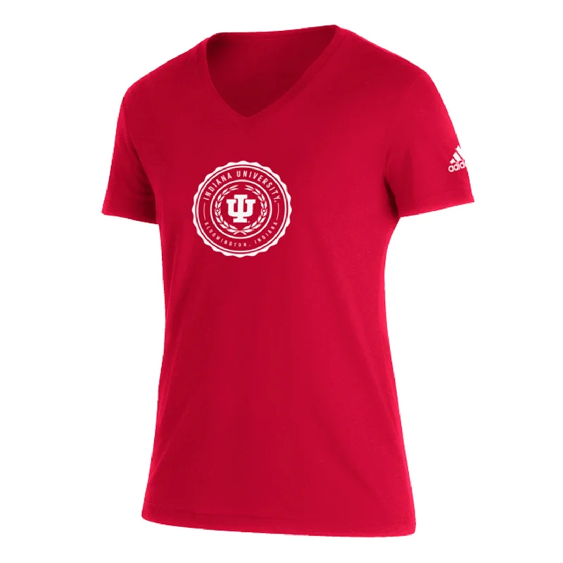 Sports And Leisure Ladies Indiana Hoosiers Adidas V-Neck Victory Blend T-Shirt