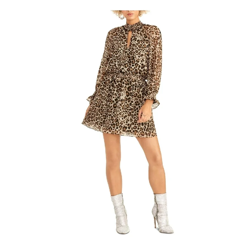 Fashion Must-have Rachel Roy Women's Lucky Leopard Party Dress Mini Animal Print Brown Size Small