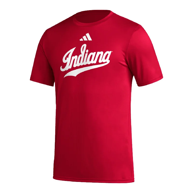 Cute Design Indiana Hoosiers Adidas Pre-Game Script Crimson T-Shirt