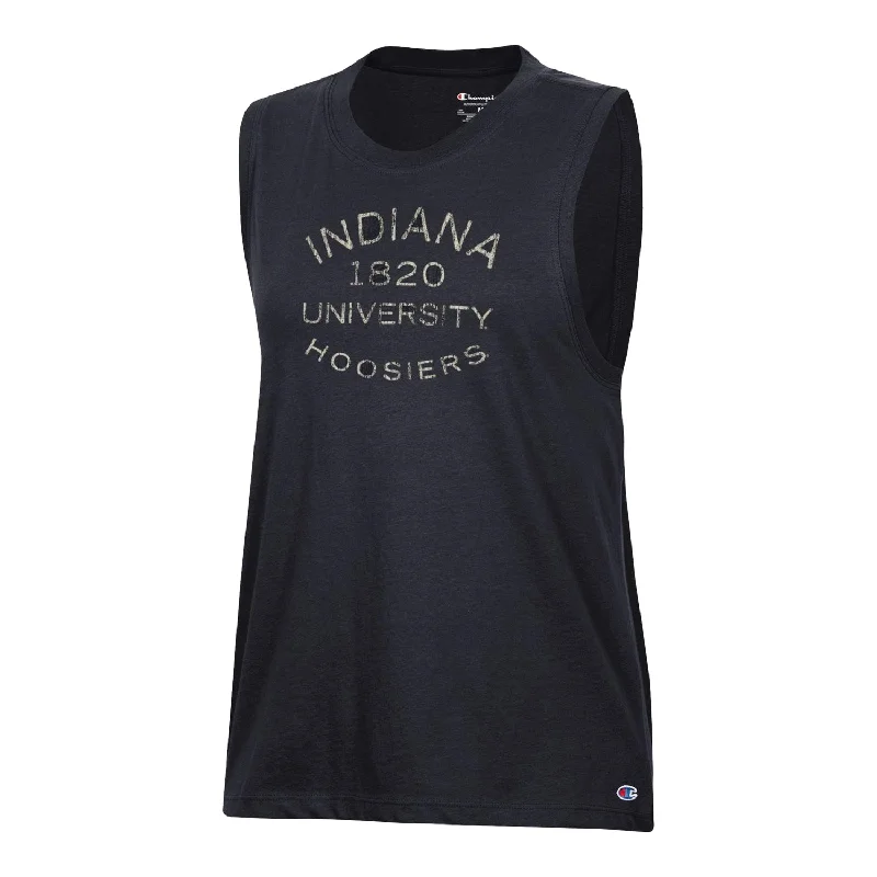 Embroidered Letters Ladies Indiana Hoosiers Core Black Muscle Tank