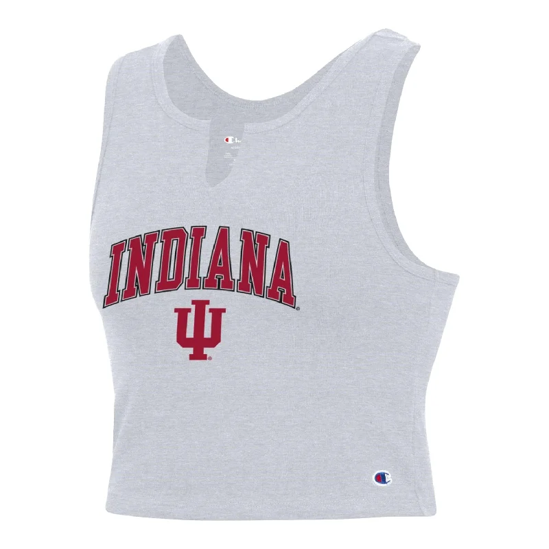 Ethnic Style Ladies Indiana Hoosiers Fan Fitted Cropped Grey Tank Top