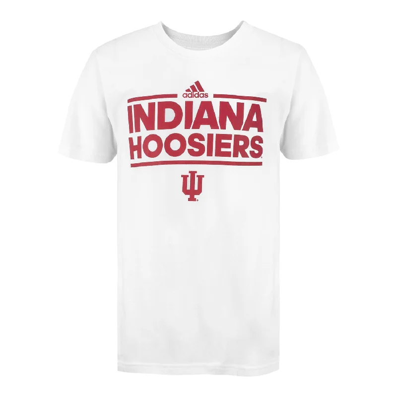 New Autumn And Winter Styles Youth Indiana Hoosiers Adidas Dassler Primary White T-Shirt