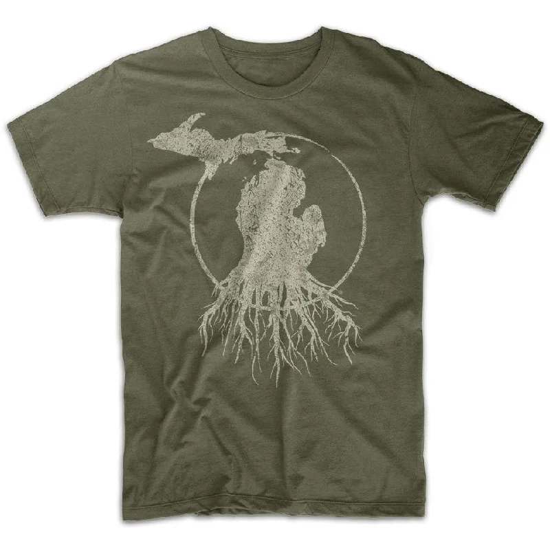 Lazy Style AUT231- Michigan Roots T-Shirt Hthr Military Green