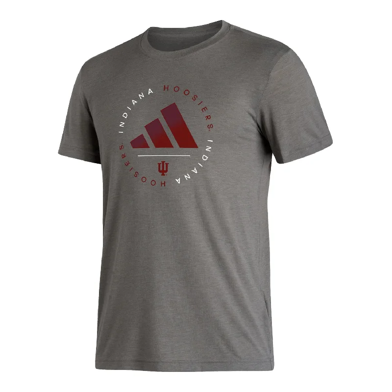 Exquisite Embroidery Indiana Hoosiers Adidas Locker Stripe Up Grey T-Shirt