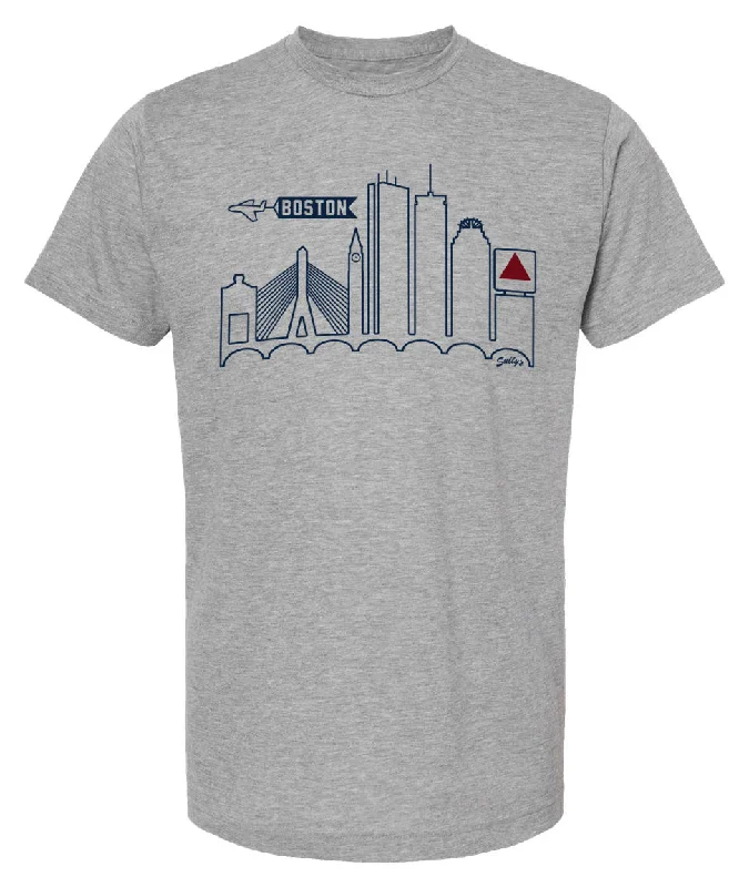 Elegant Comfort Boston Skyline Athletic Gray T-Shirt