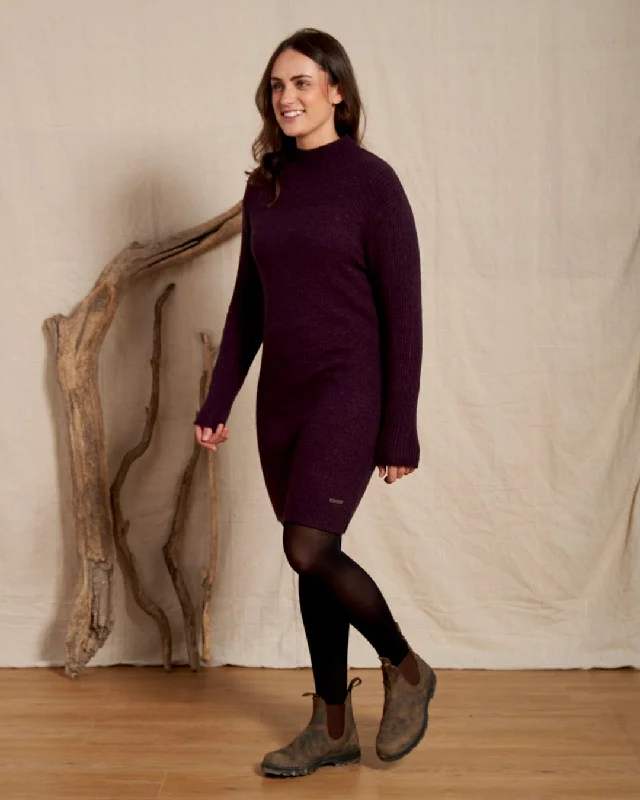 Elegant And Casual Lyra - Womens Knitted Dress - Burgundy