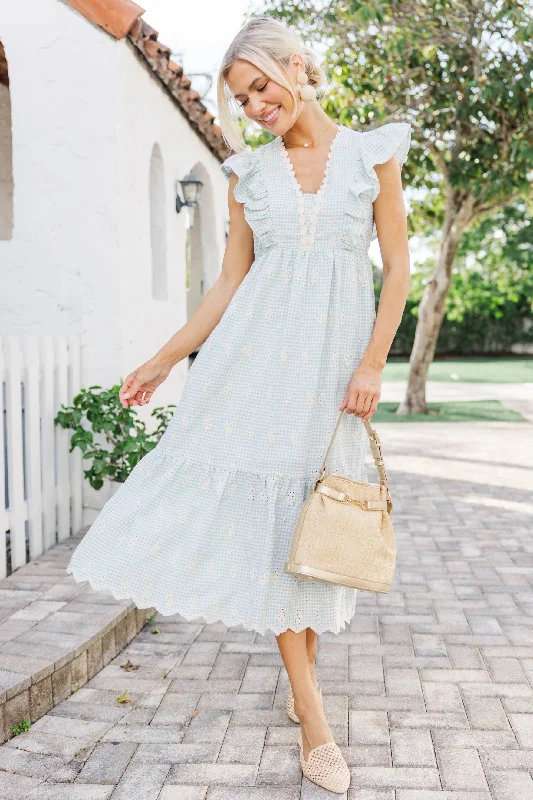 Classic Color What I've Found Sage Green Gingham Midi Dress